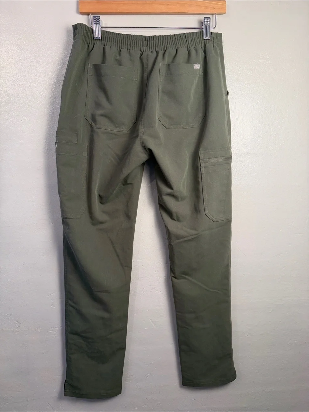 Figs Olive Green Jogger Pants with Orange Drawcord size small